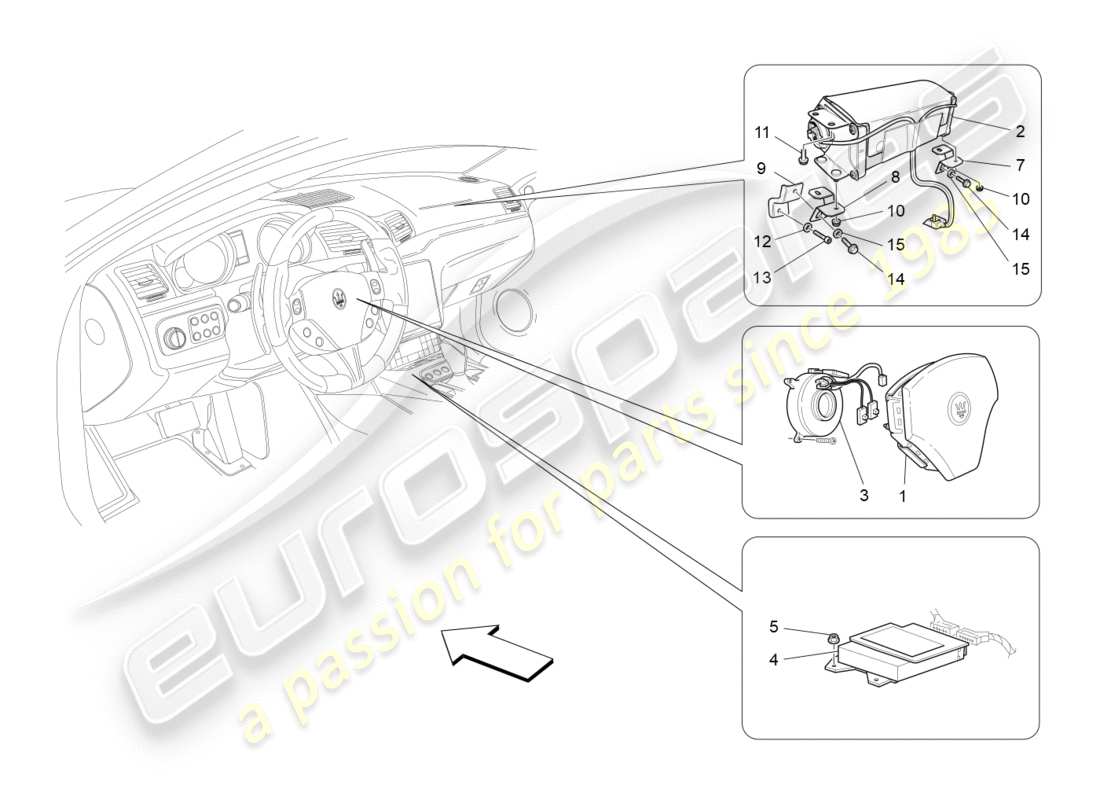 maserati granturismo s (2019) front airbag system part diagram