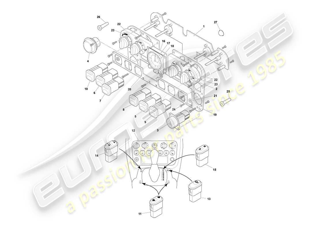 aston martin db7 vantage (2000) instruments & controls part diagram