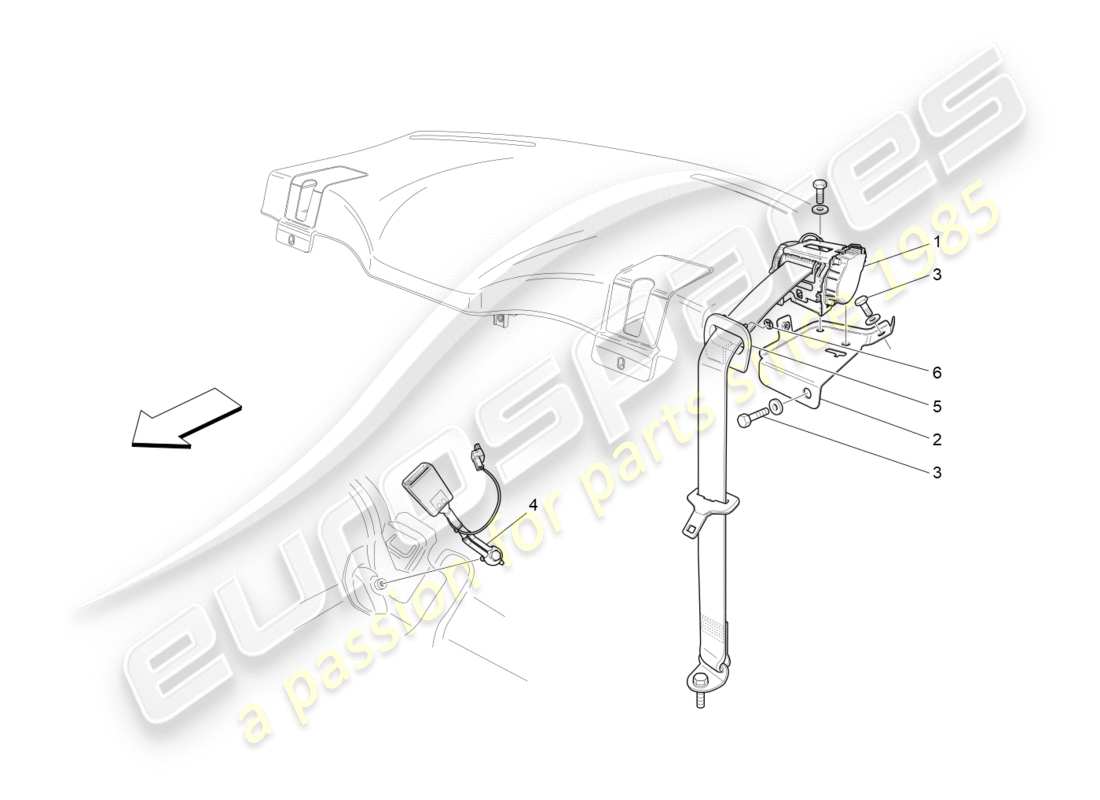 maserati granturismo (2010) rear seat belts part diagram