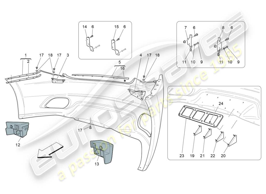 maserati granturismo s (2017) rear bumper part diagram