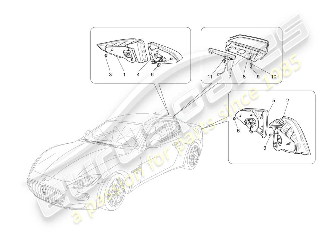 maserati granturismo s (2016) taillight clusters part diagram