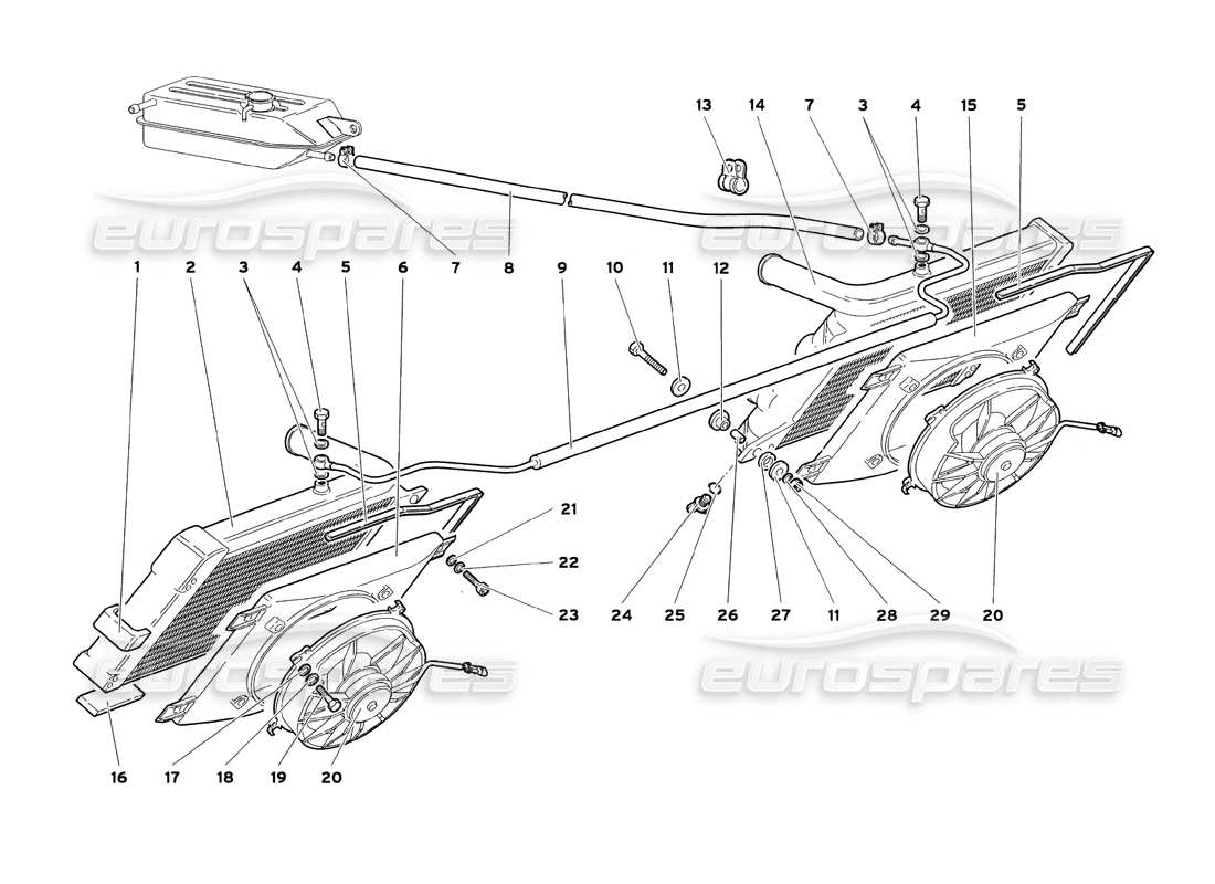 lamborghini diablo sv (1999) radiators and electro-fans part diagram