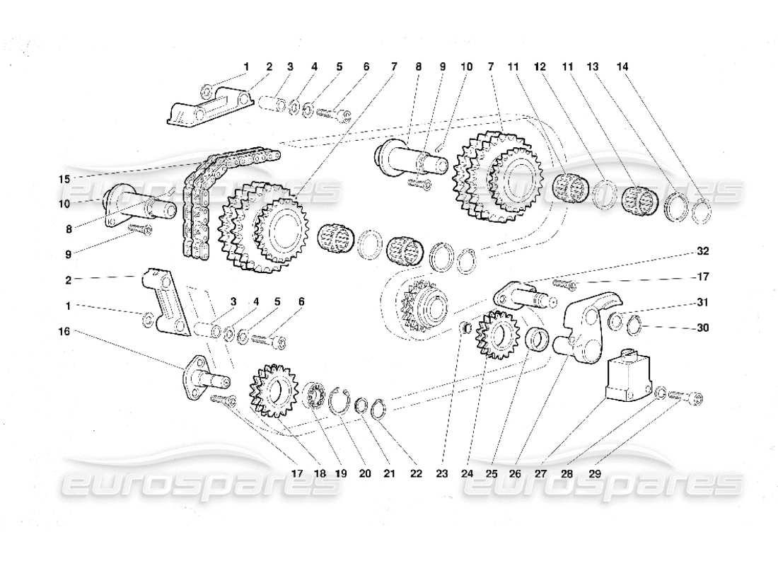 lamborghini diablo (1991) timing system part diagram