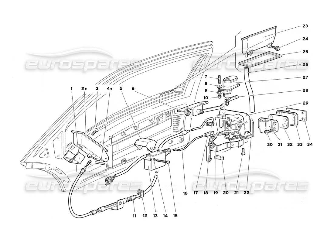 lamborghini diablo sv (1999) doors part diagram