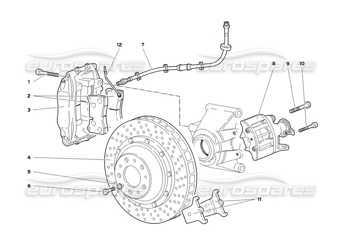 lamborghini diablo sv (1999) rear brakes part diagram