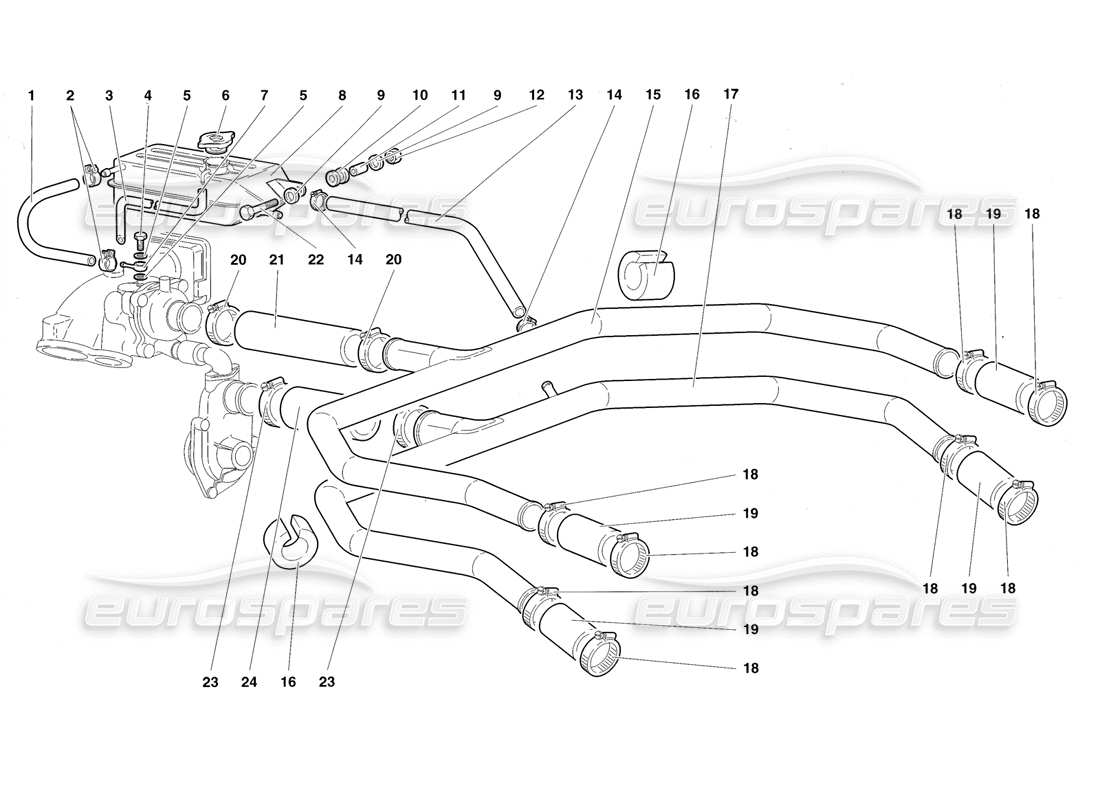 lamborghini diablo roadster (1998) water cooling system part diagram