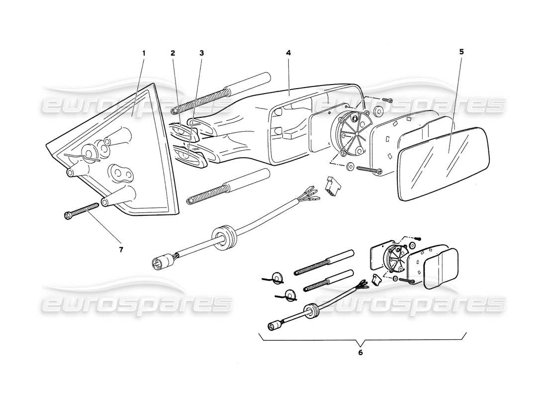 lamborghini diablo 6.0 (2001) external rear view mirrors part diagram