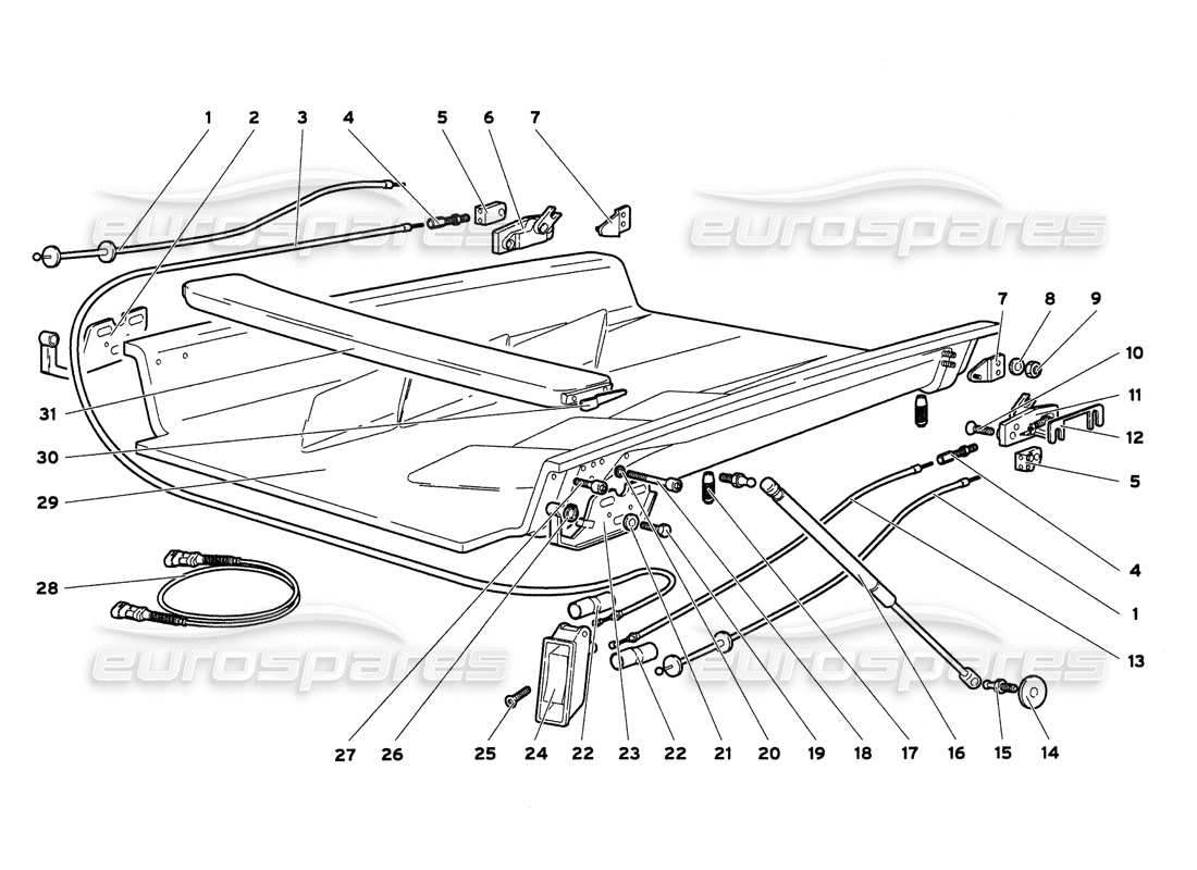 lamborghini diablo 6.0 (2001) engine bonnet parts diagram