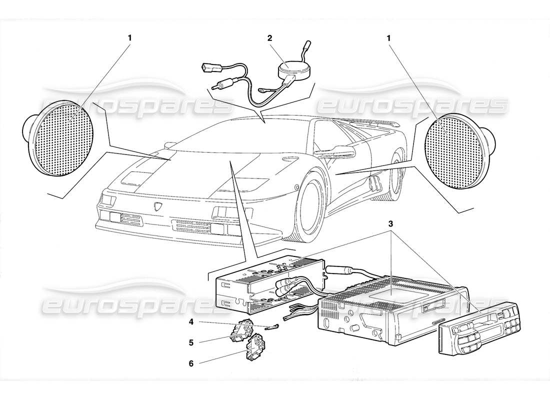 lamborghini diablo se30 (1995) radio set parts diagram