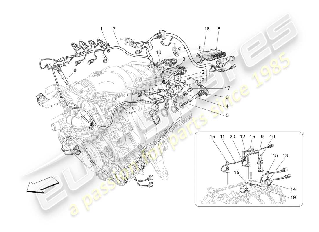 maserati granturismo s (2015) electronic control: injection and engine timing control part diagram