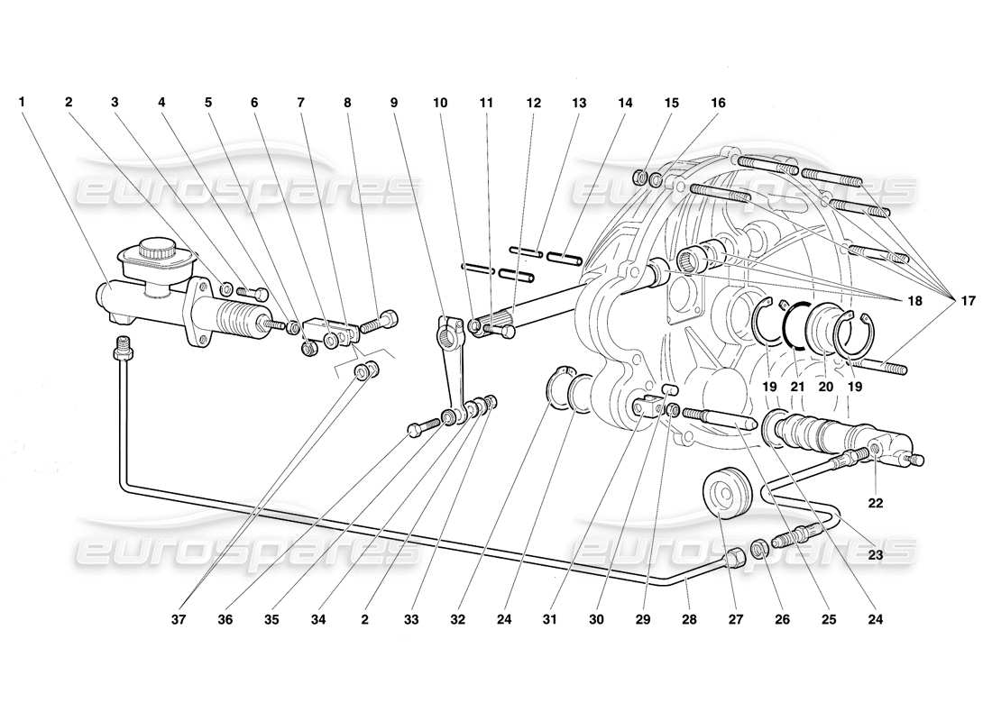 lamborghini diablo se30 (1995) clutch control levers parts diagram