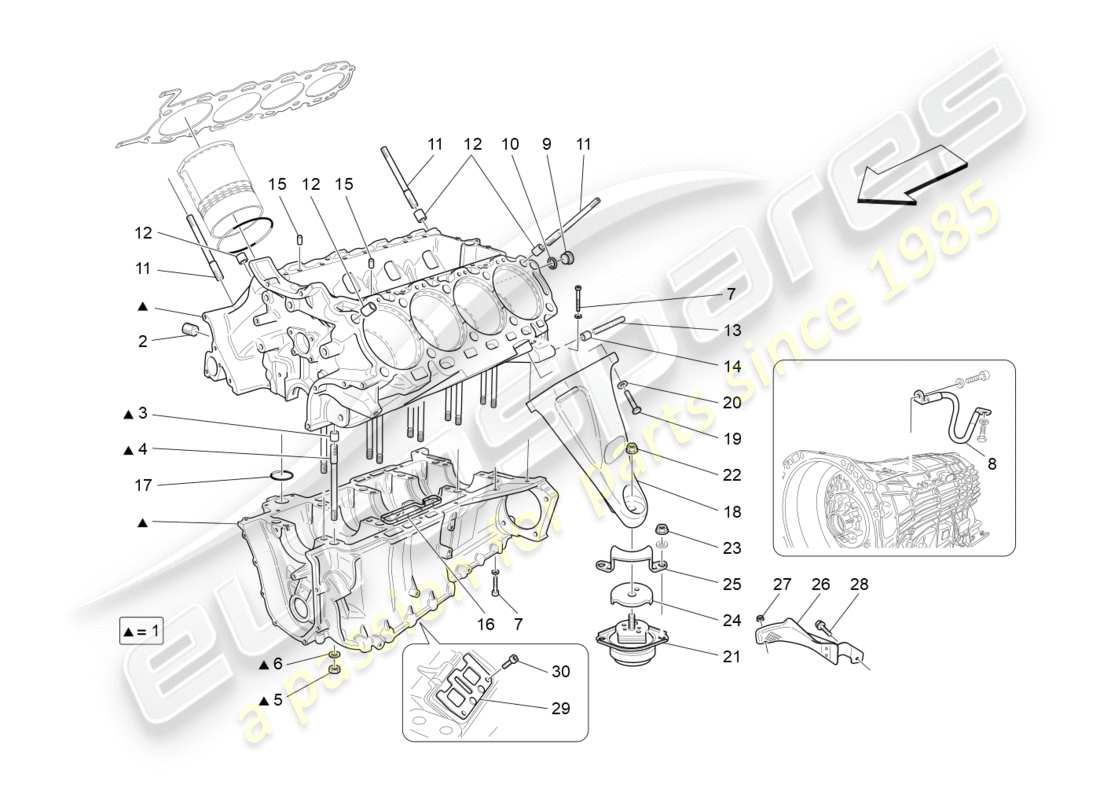 maserati granturismo s (2019) crankcase part diagram