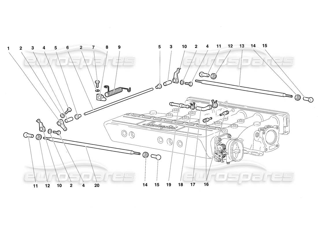 lamborghini diablo sv (1997) accelerator cables part diagram