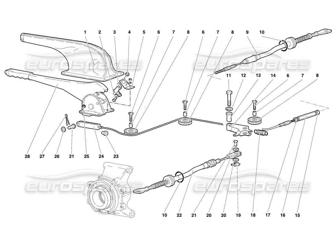 lamborghini diablo sv (1997) handbrake parts diagram