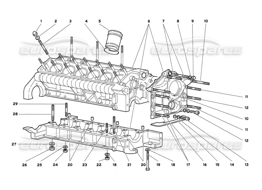 lamborghini diablo 6.0 (2001) crankcase and lower mounting part diagram