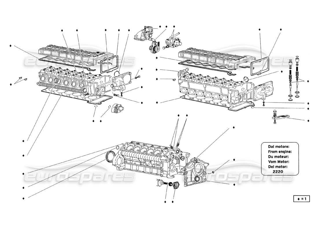 lamborghini diablo sv (1999) cover gasket kit parts diagram