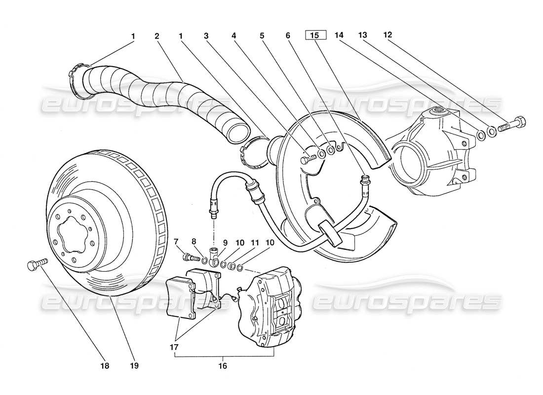 lamborghini diablo (1991) front brakes (valid for october 1991 version) part diagram