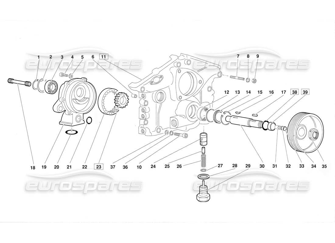 lamborghini diablo (1991) engine oil pump (valid for june 1992 version) part diagram