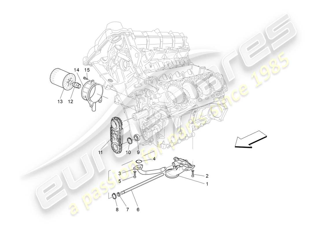 maserati granturismo s (2015) lubrication system: pump and filter part diagram