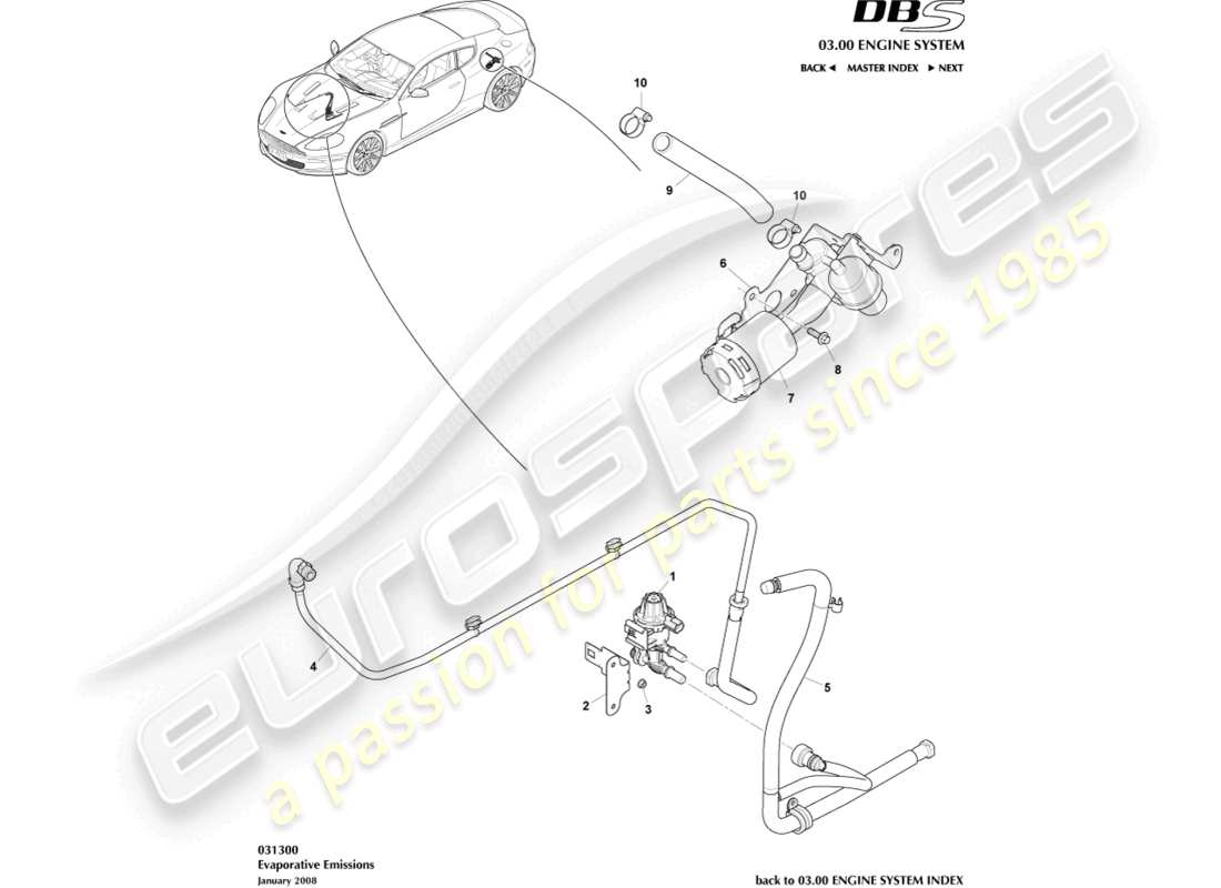 aston martin dbs (2007) evaporative emissions part diagram