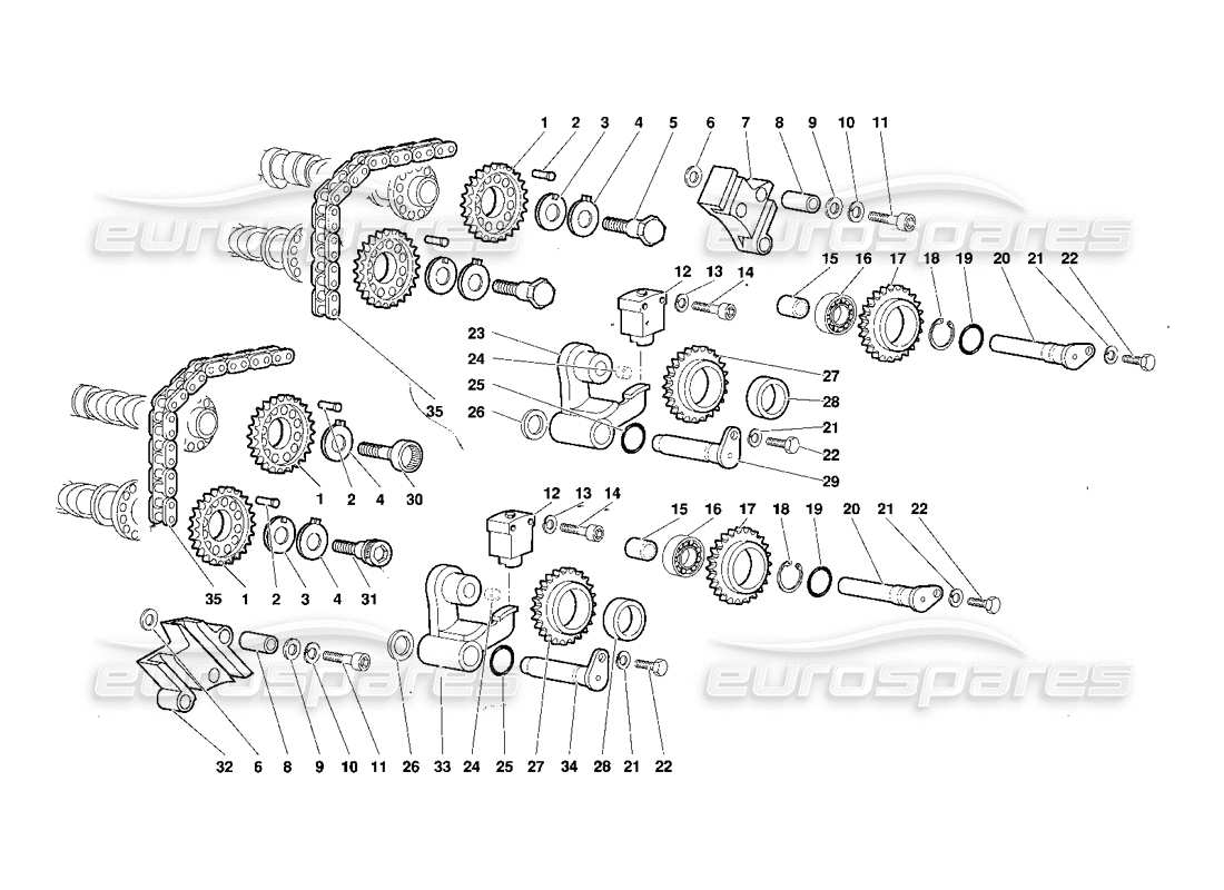 lamborghini diablo (1991) timing system part diagram