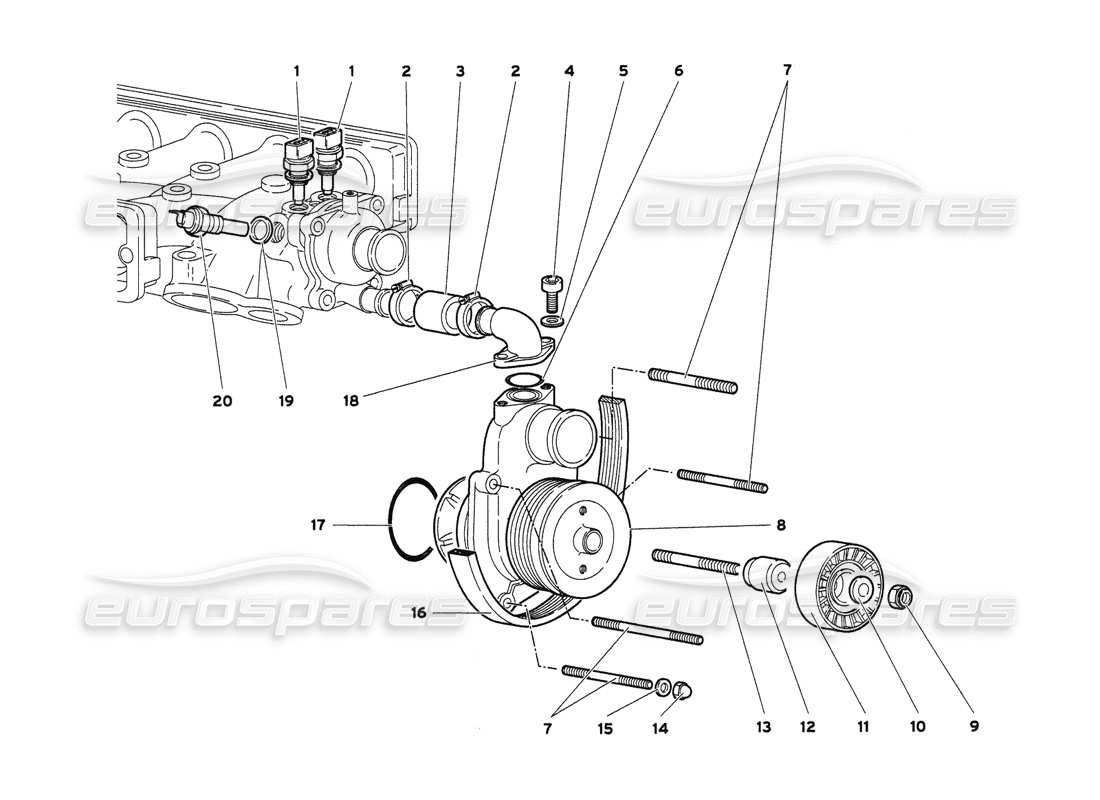 lamborghini diablo 6.0 (2001) water pump part diagram