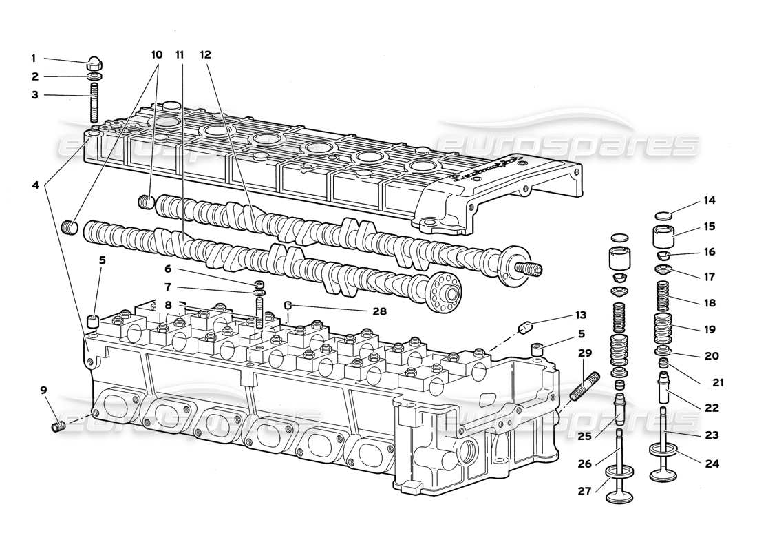 lamborghini diablo gt (1999) right cylinder head parts diagram