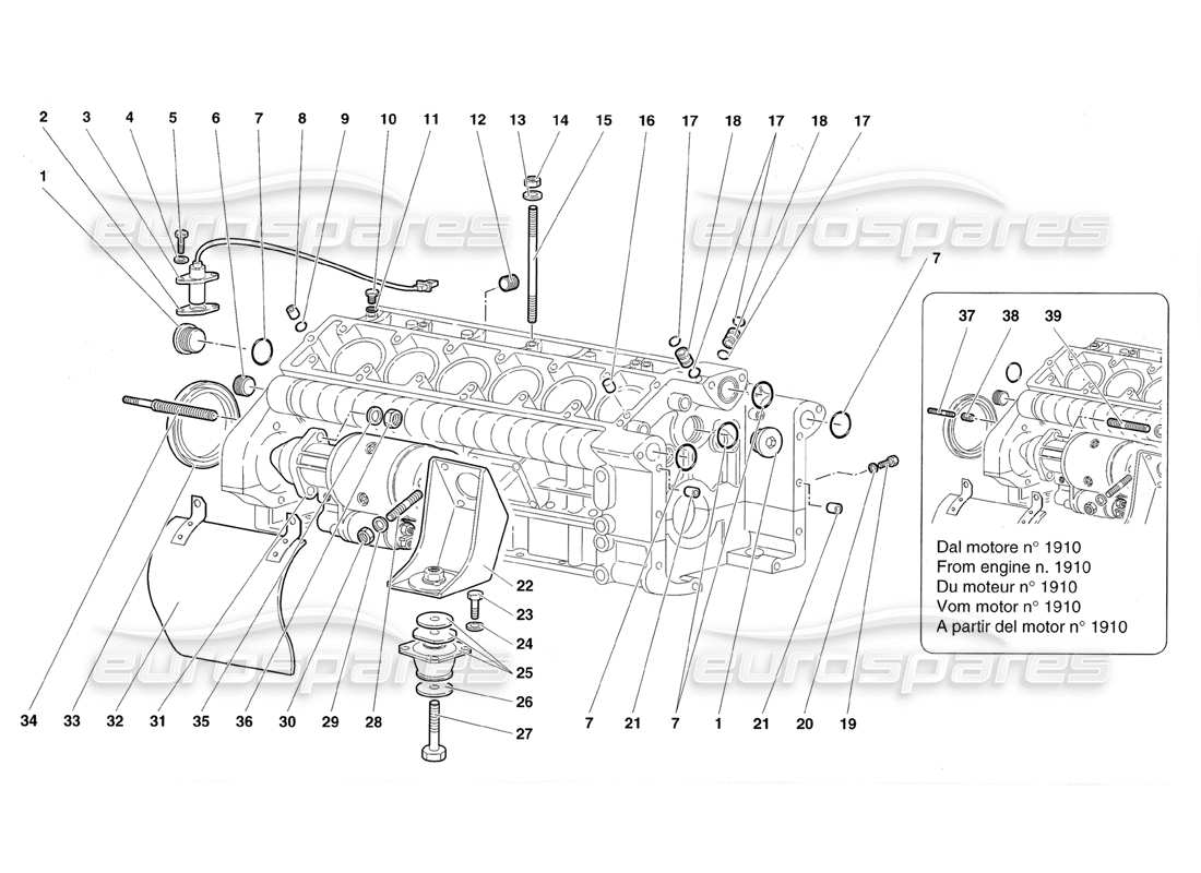 lamborghini diablo roadster (1998) crankase parts diagram