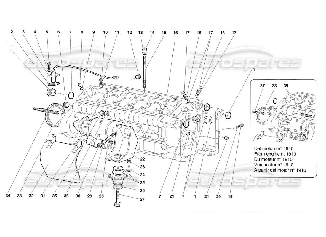 lamborghini diablo roadster (1998) crankase part diagram