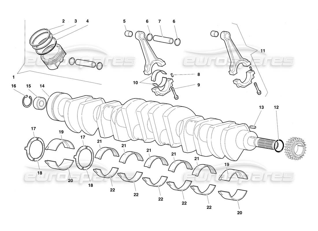 lamborghini diablo sv (1997) crankgears parts diagram