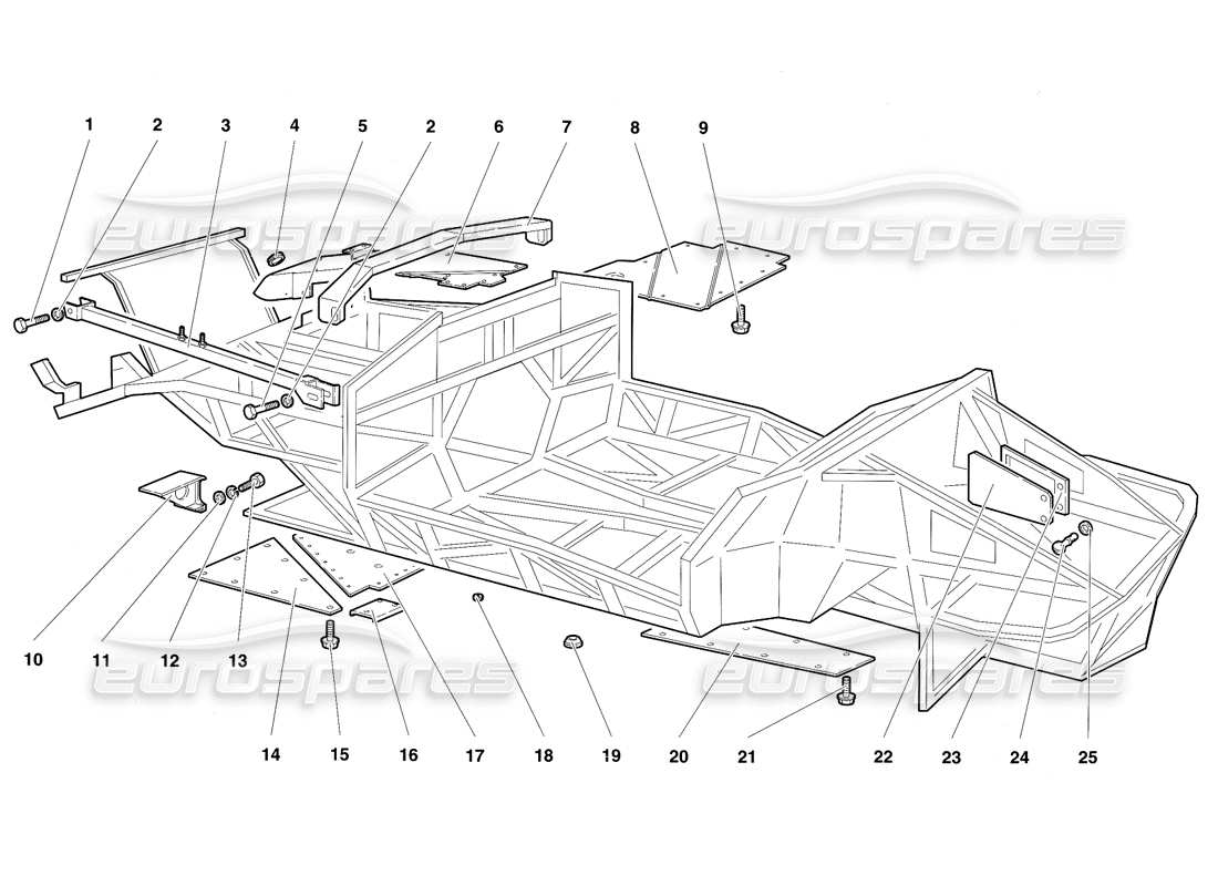 lamborghini diablo sv (1997) frame elements part diagram