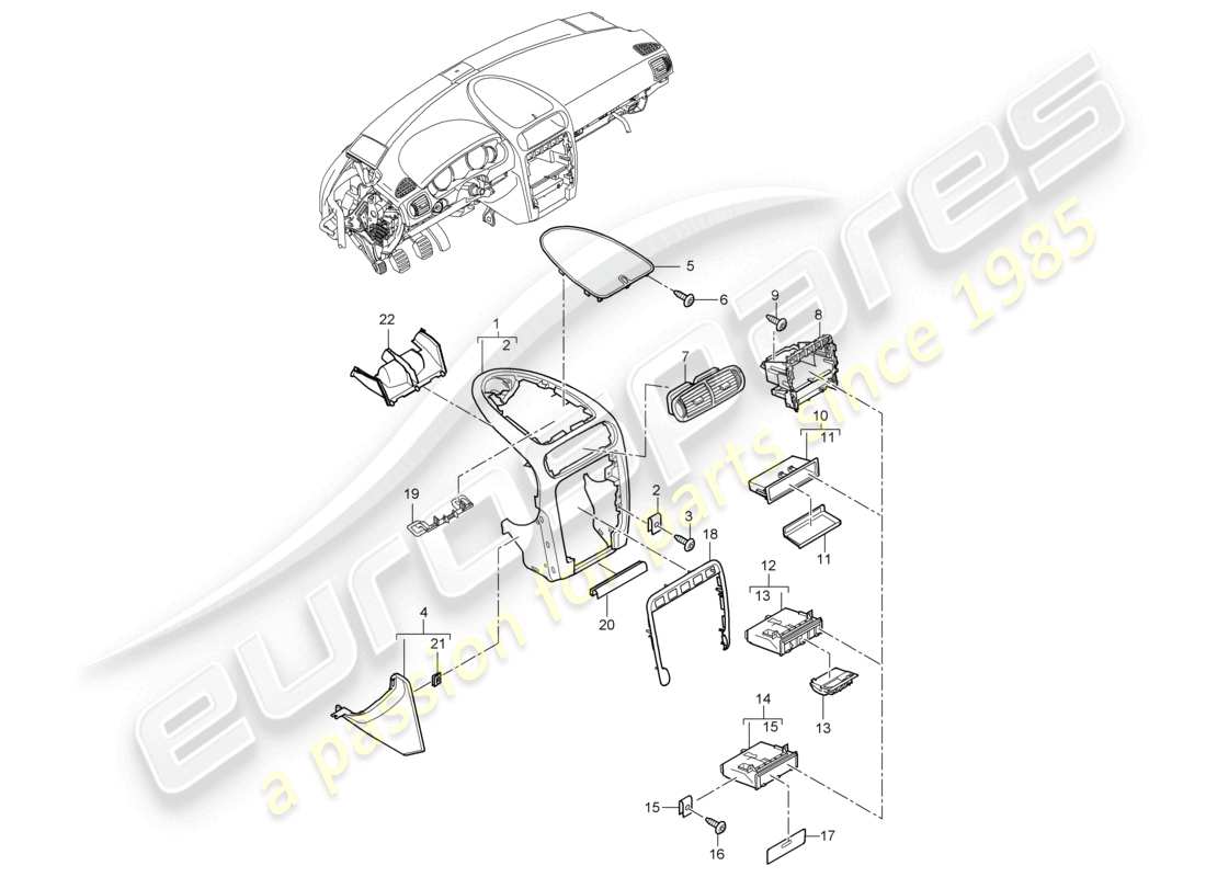 a part diagram from the porsche 2007 (cayenne e1 9pa) parts catalogue