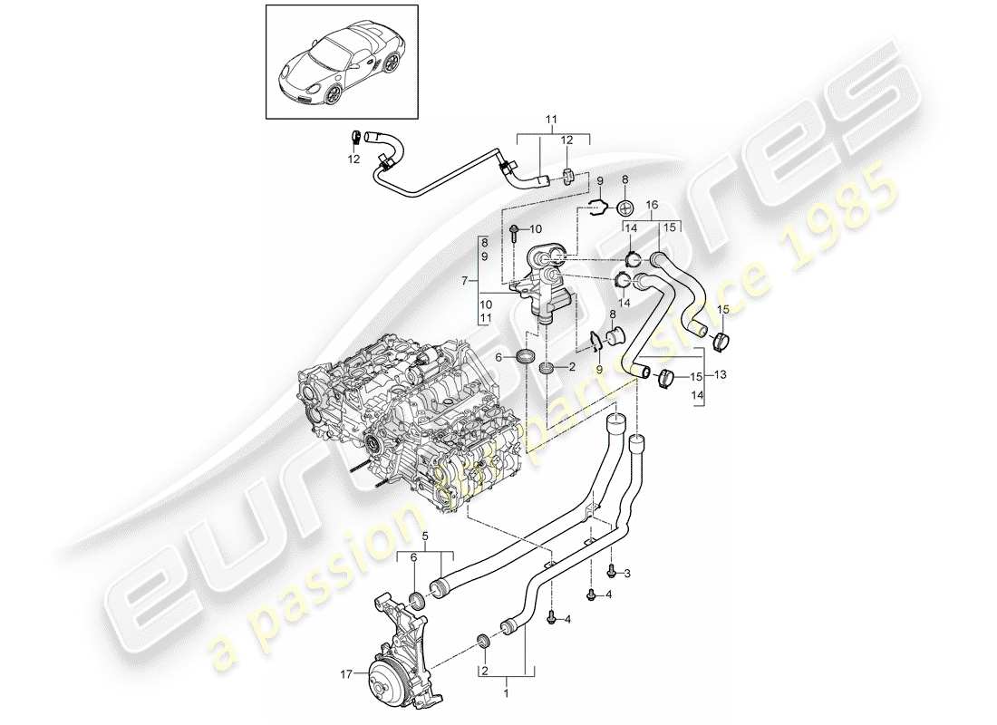 a part diagram from the porsche boxster parts catalogue