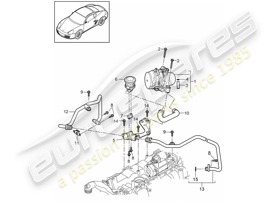 VIEW PARTS DIAGRAMS FROM THE PORSCHE CAYMAN PARTS CATALOGUE a part diagram from the porsche cayman parts catalogue