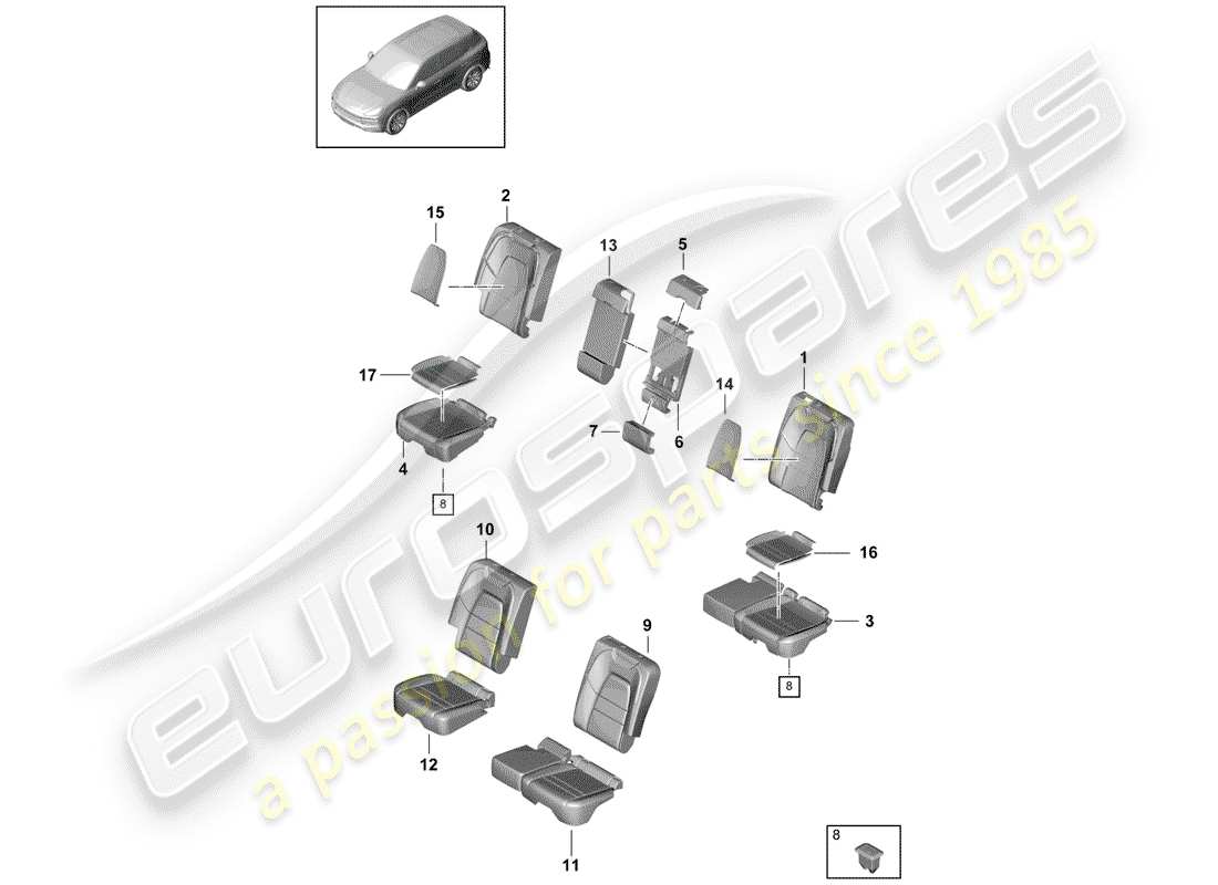 VIEW PARTS DIAGRAMS FROM THE PORSCHE CAYENNE PARTS CATALOGUE a part diagram from the porsche cayenne parts catalogue