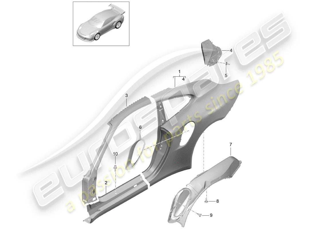a part diagram from the porsche 991 parts catalogue