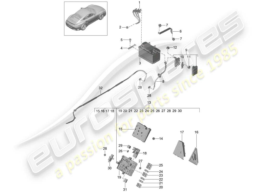 VIEW PARTS DIAGRAMS FROM THE PORSCHE 991 PARTS CATALOGUE a part diagram from the porsche 991 parts catalogue