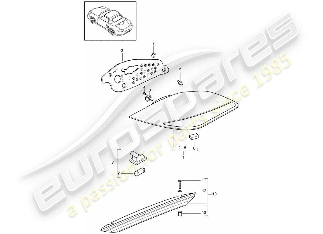 a part diagram from the porsche 2012 (987 boxster) parts catalogue