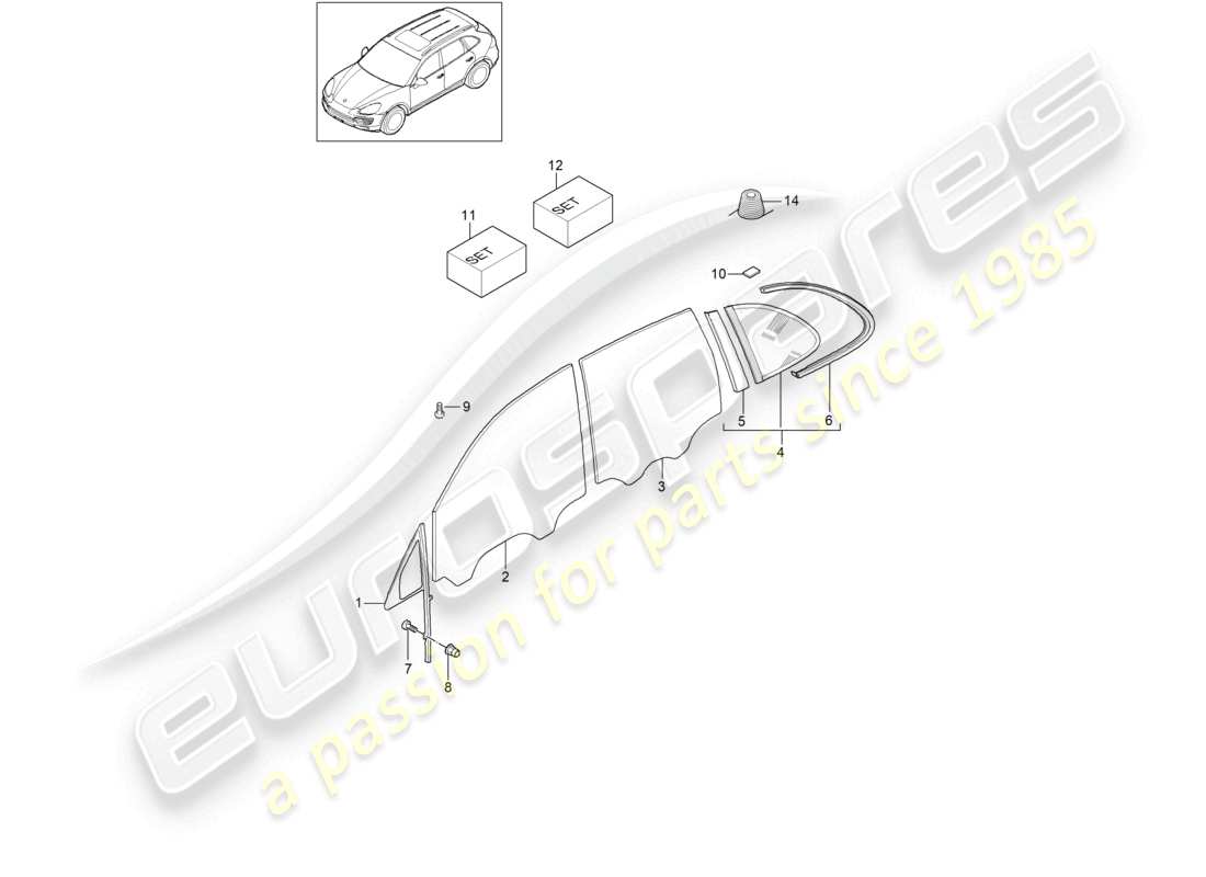 VIEW PARTS DIAGRAMS FROM THE PORSCHE CAYENNE PARTS CATALOGUE a part diagram from the porsche cayenne parts catalogue
