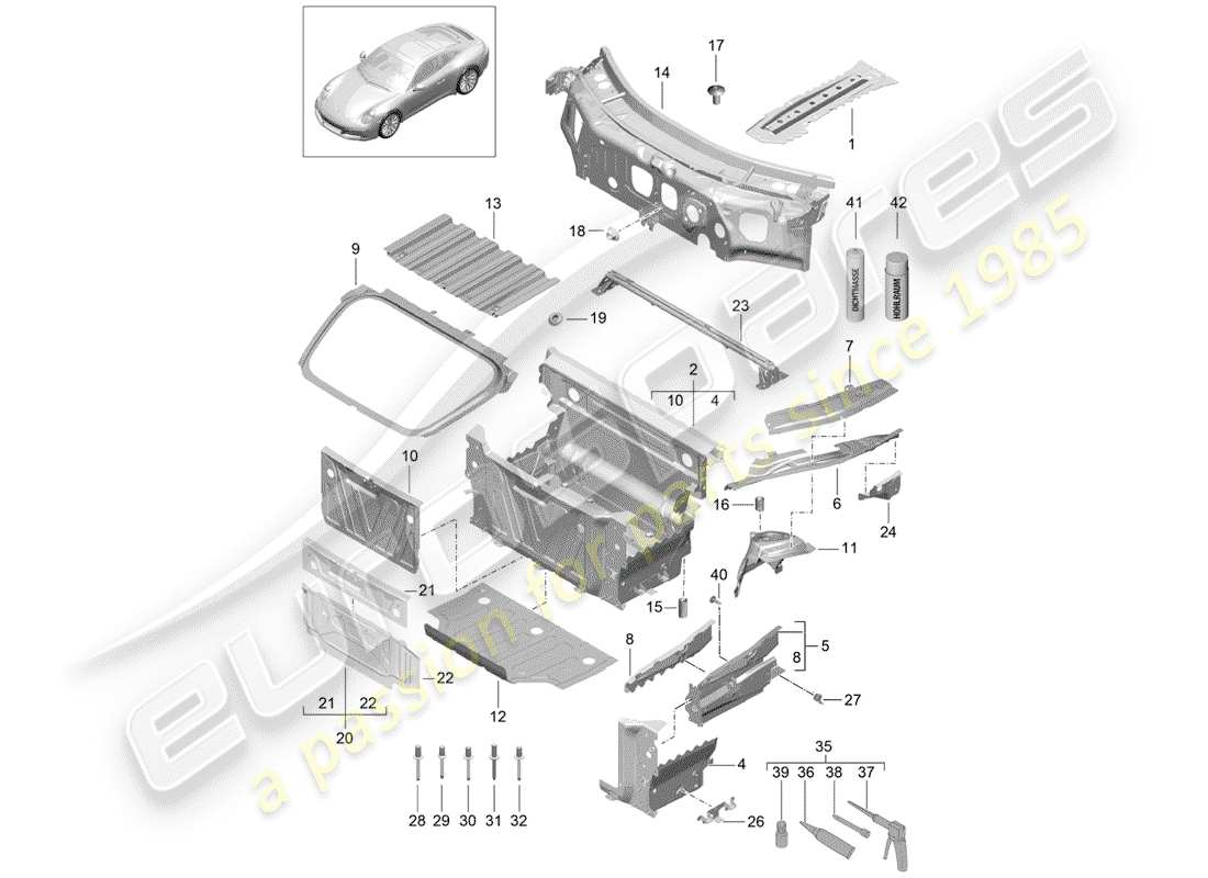 a part diagram from the porsche 991 parts catalogue