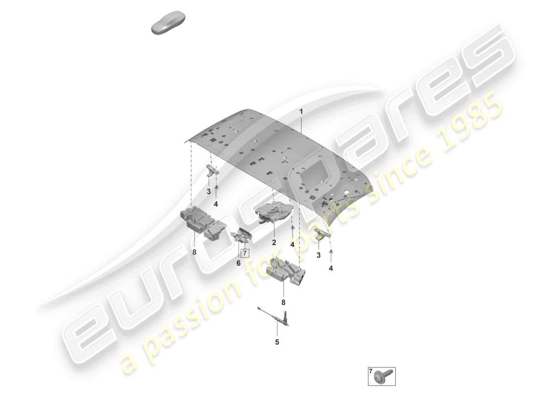 porsche 2019 (992-1) top frame front roof frame roof cover parts diagram
