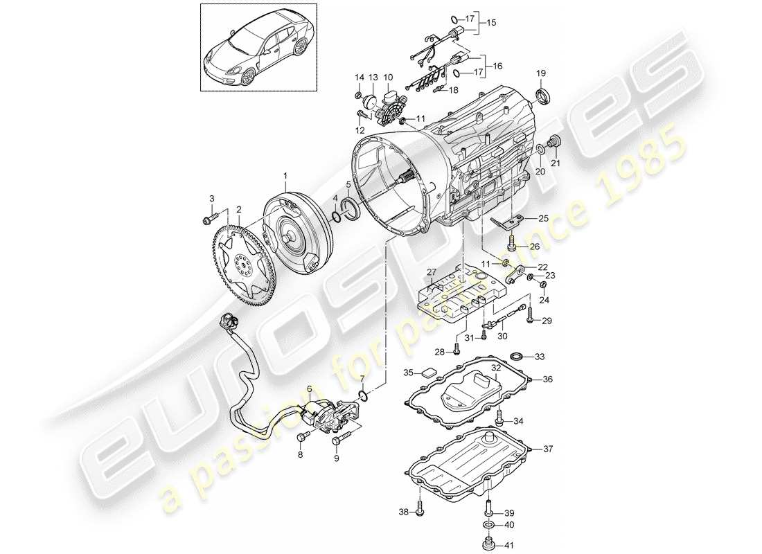 porsche panamera 970 (2014) replacement transmission part diagram