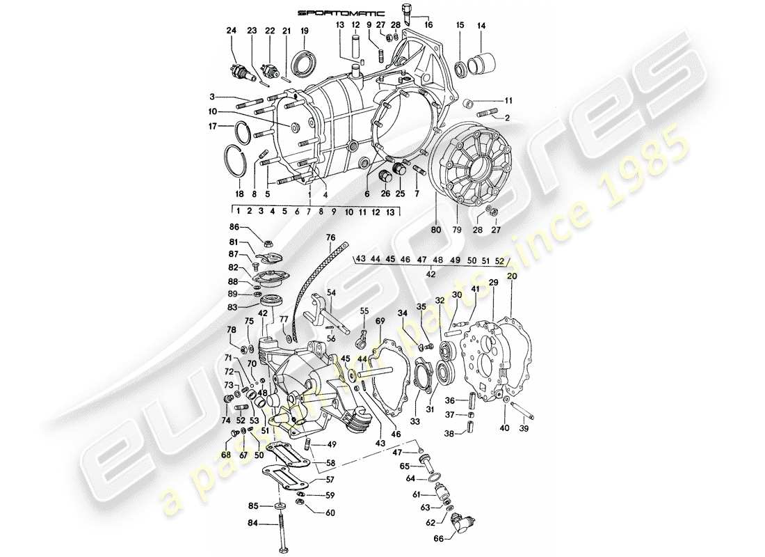 porsche 1974 (914) transmission case part diagram