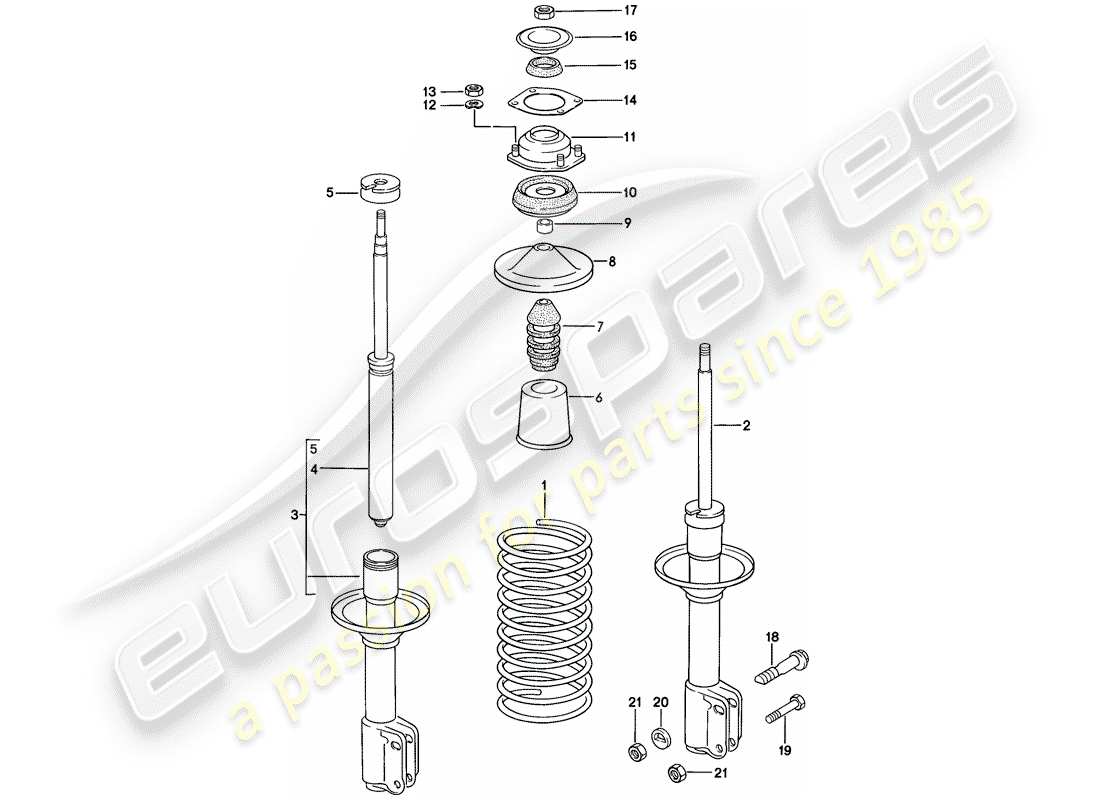 porsche 1987 (924s) suspension - shock absorber parts diagram