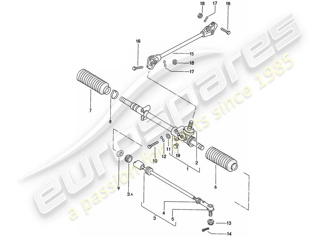 porsche 1977 (924) steering gear - steering track rod part diagram