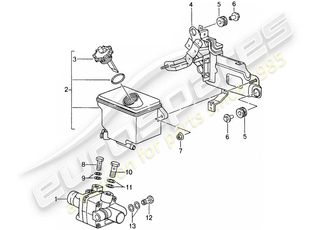porsche 1996 (993) power steering - power-steering pump - container part diagram