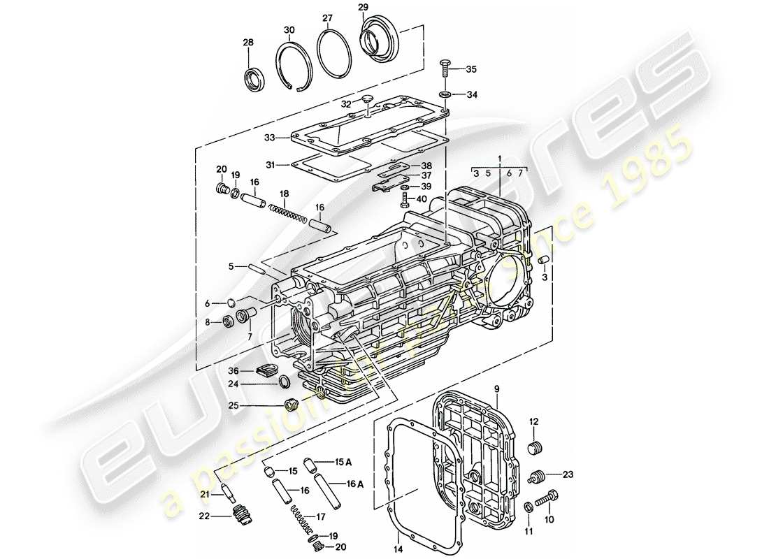 porsche 1986 (928) replacement transmission - transmission case - manual gearbox part diagram