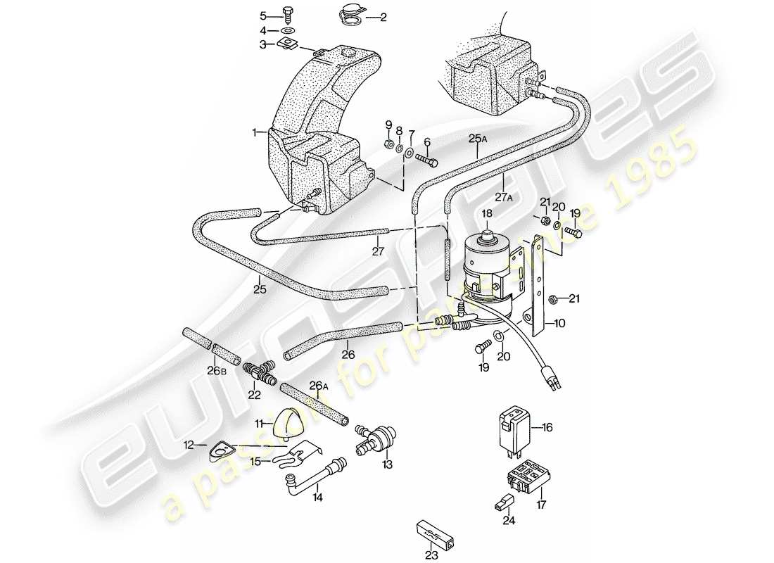 porsche 1979 (924) headlight washer system - d >> - mj 1978 part diagram