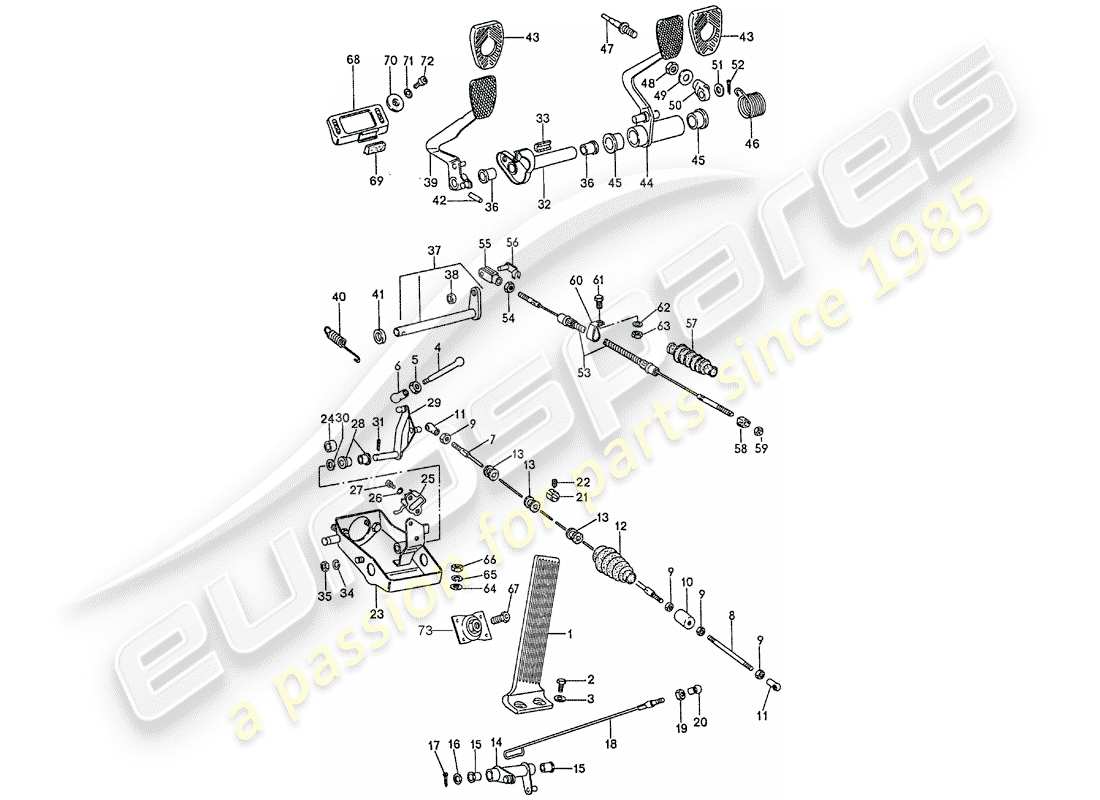 porsche 1977 (911) pedals part diagram