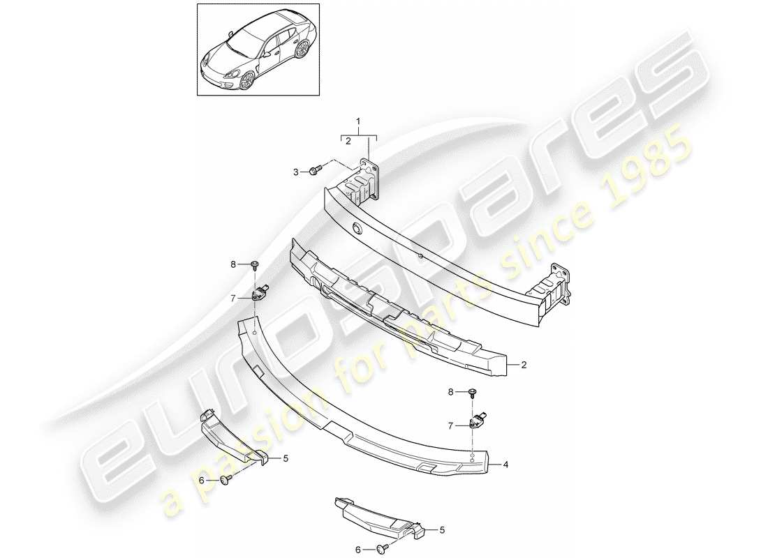 porsche panamera 970 (2014) bumper bracket part diagram
